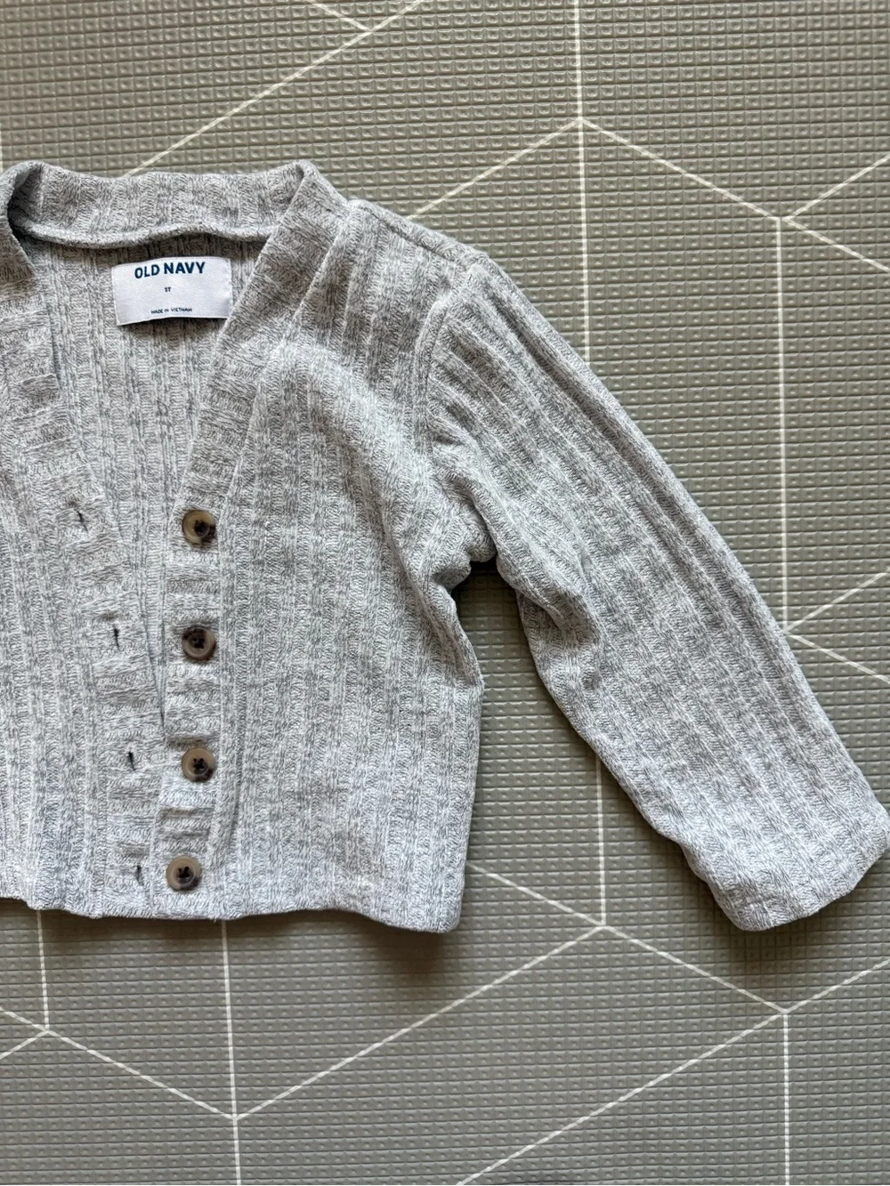 Old Navy Light Gray Ribbed Button Cardigan